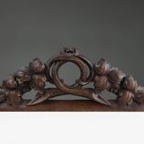 Fronton en chêne avec feuilles de chêne sculptées à la main, France vers 1850