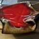 glazed red ceramic vide-poche signed - 1960s