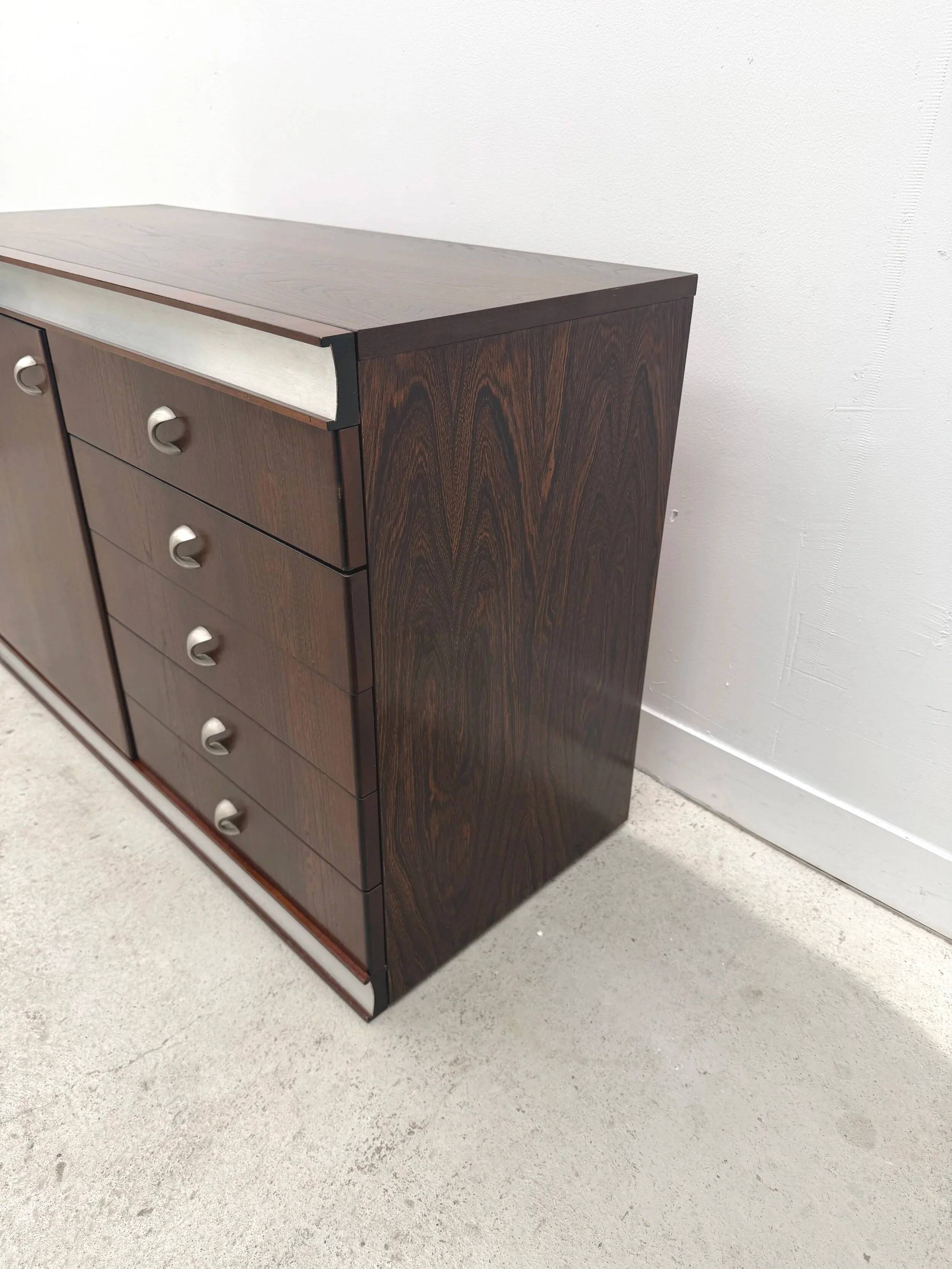 Commode en bois et aluminium, France 1970