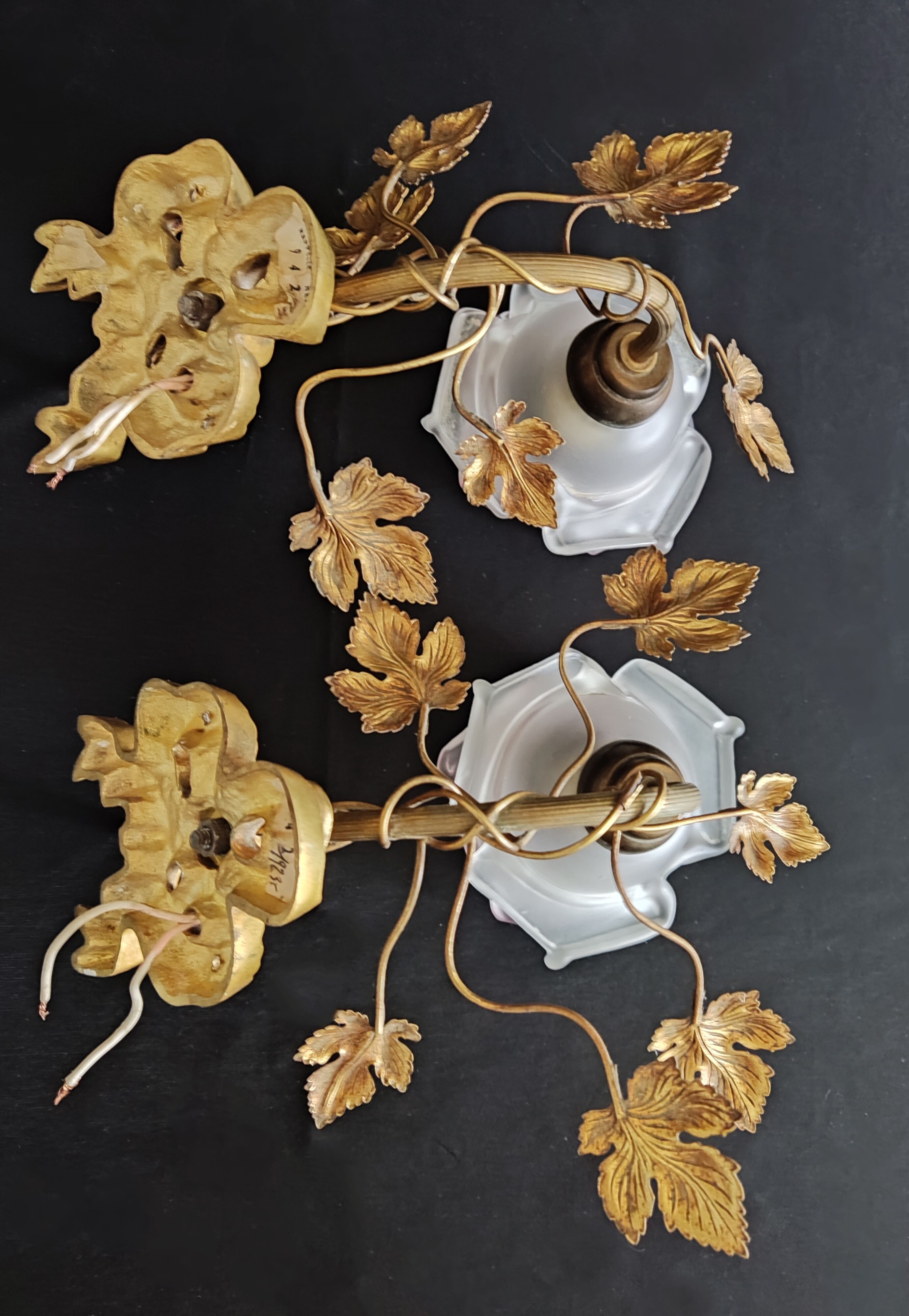 wall lamps golden and purple flowers