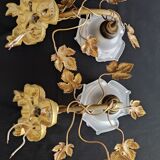 wall lamps golden and purple flowers