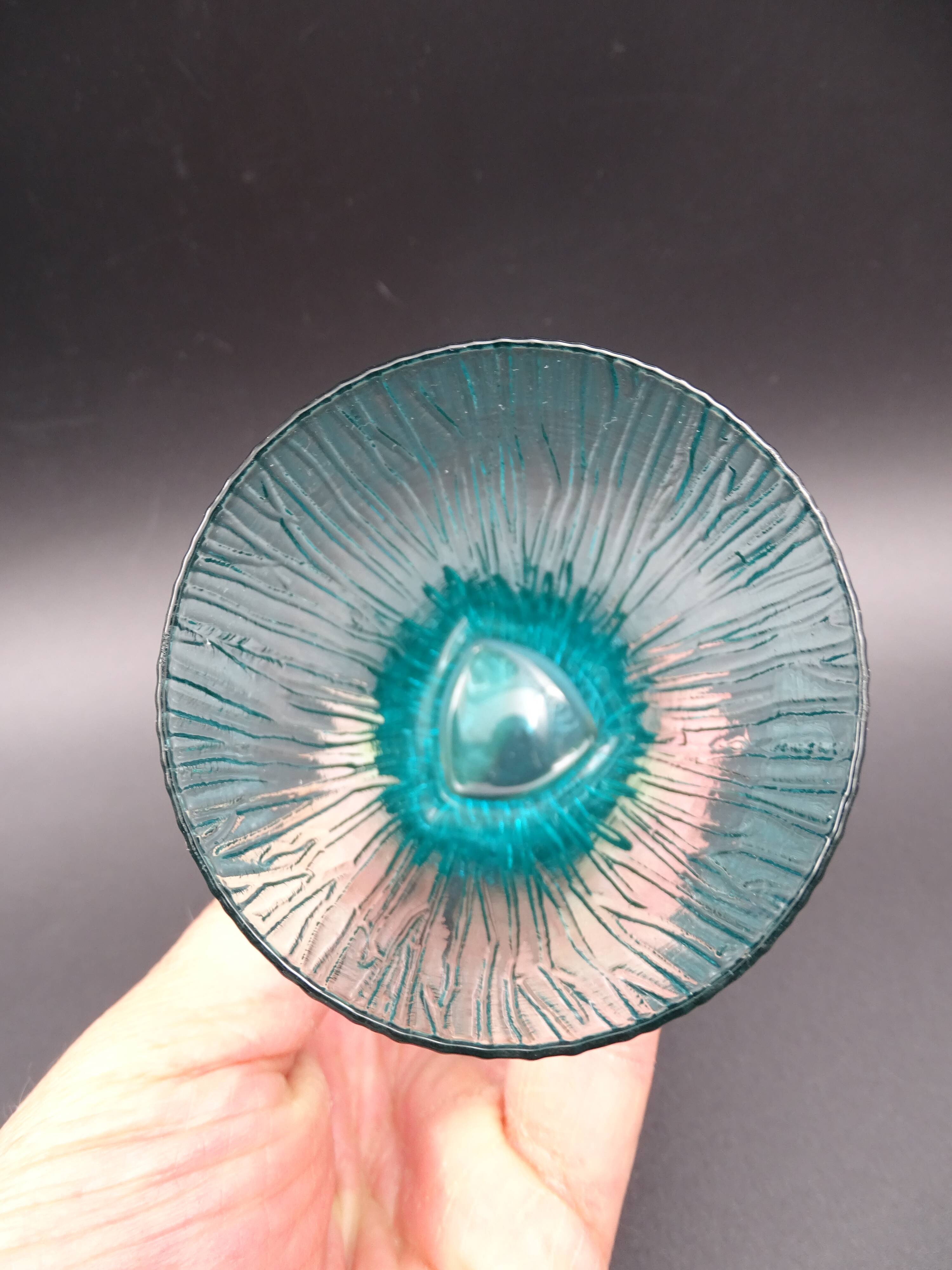 Set of 6 turquoise glass water glasses around 1975