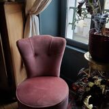 Powder pink velvet low chair
