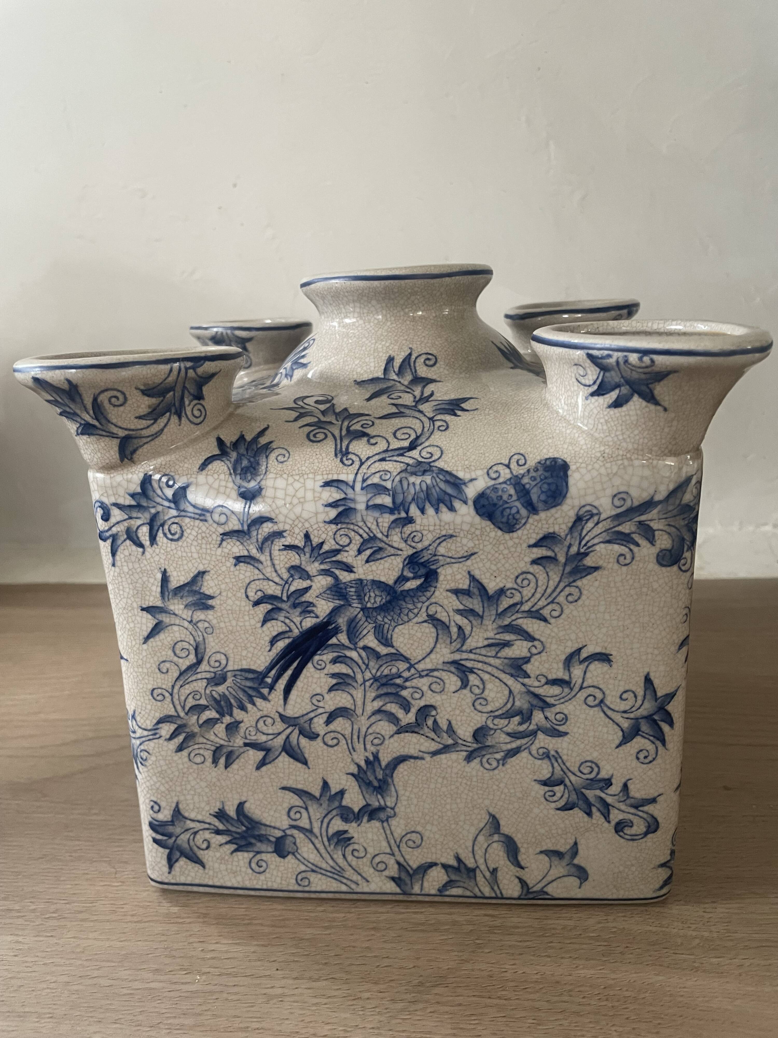 Cracked ceramic tulip vase circa 1980