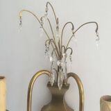 Pair of brass and crystal wall sconces