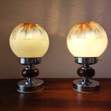 Paire de lampes mazzega 1970 verre de Murano