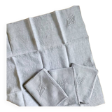 4 old monogram linen napkins