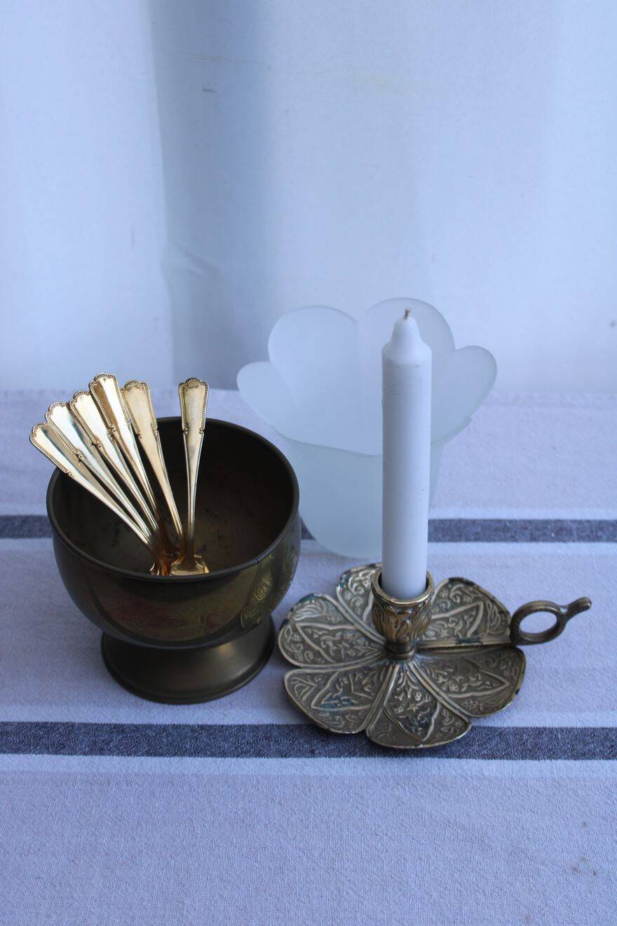 Gold metal candle holder