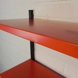 Tomado Holland - A. Dekker wall shelf, orange and black, 1970s