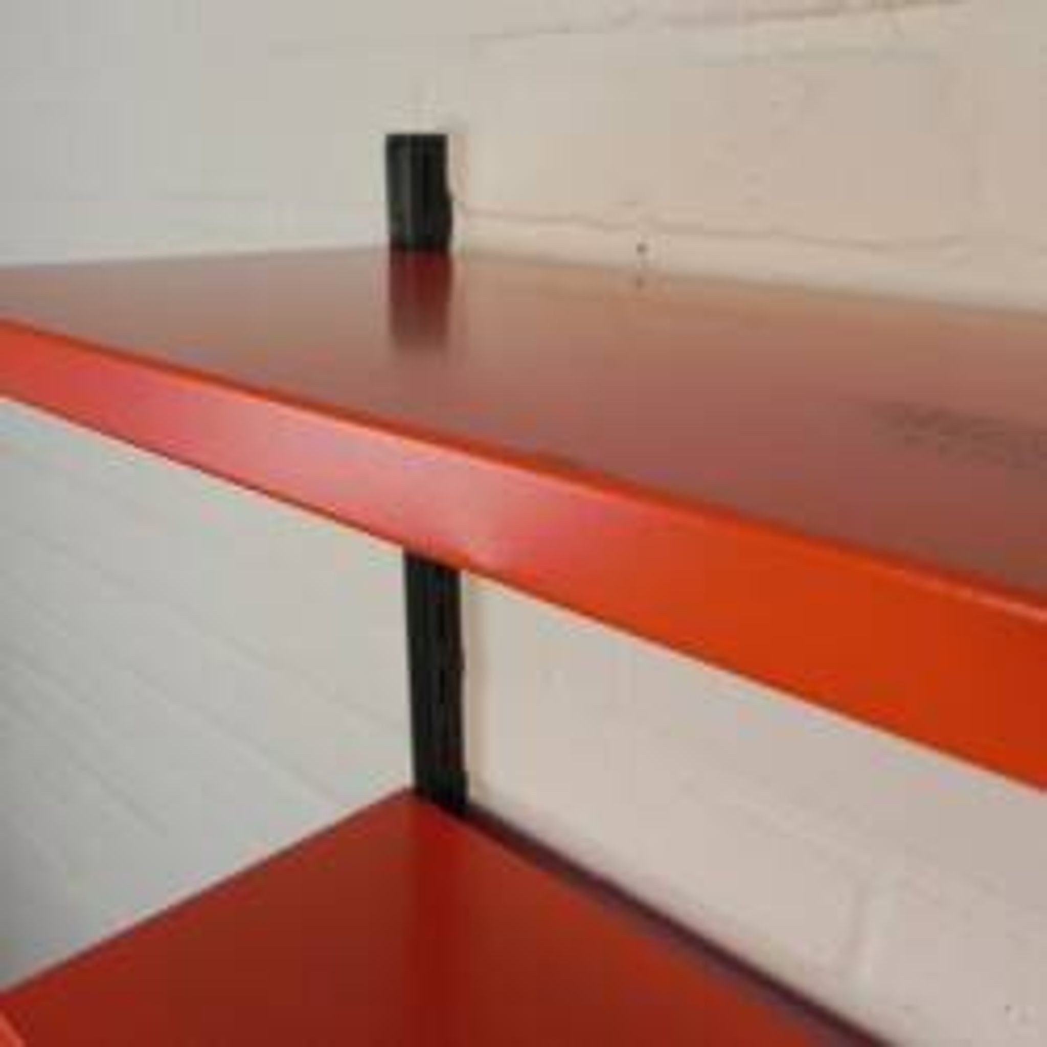 Tomado Holland - A. Dekker wall shelf, orange and black, 1970s