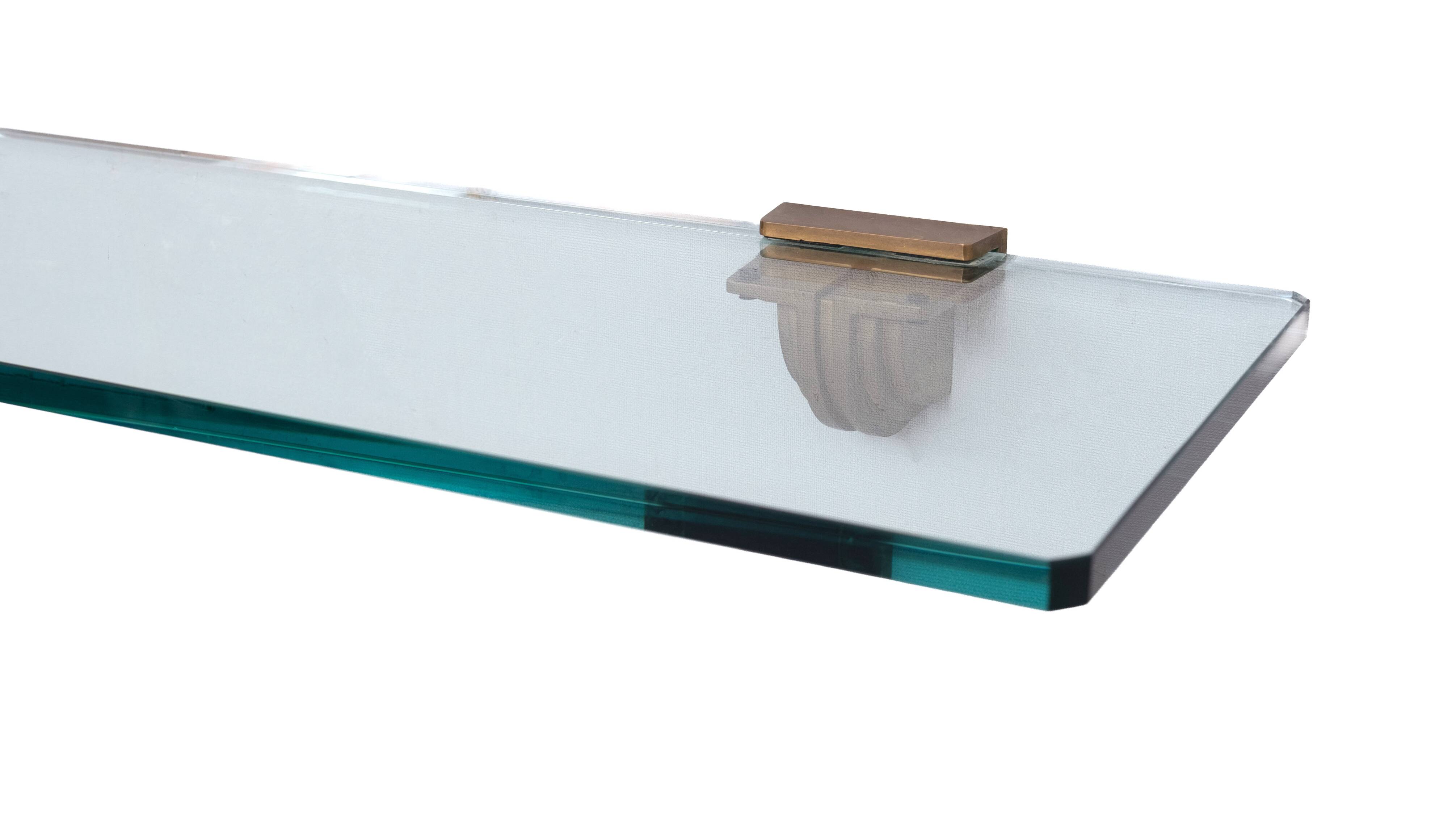 Stunning shelve Glass with Bronze brackets 1970s Peter Ghyczy