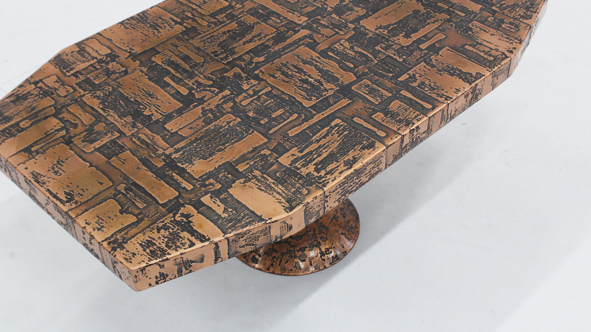 Vintage mid century brutalist copper coffee table 1970s