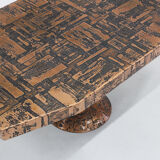 Vintage mid century brutalist copper coffee table 1970s