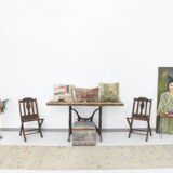 3x12 Blue & Beige Antique Vintage Runner Rug, 80x369Cm SK 23836