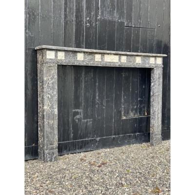 Louis XVI Style Fireplace In Marble Grey Saint Anne And White De Carrara
