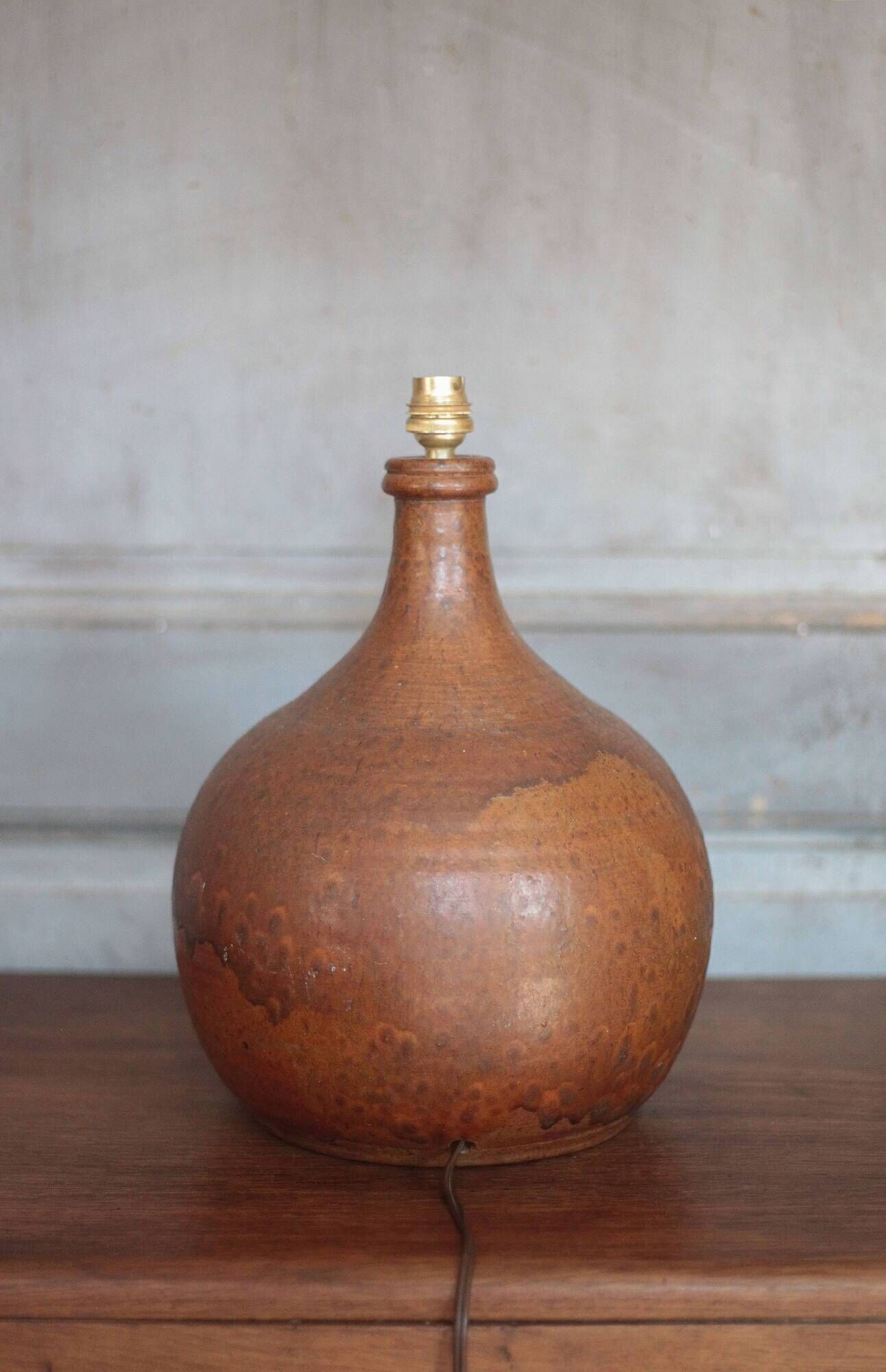 Vintage terracotta lamp, vintage lamp base, living room lamp, brown lamp