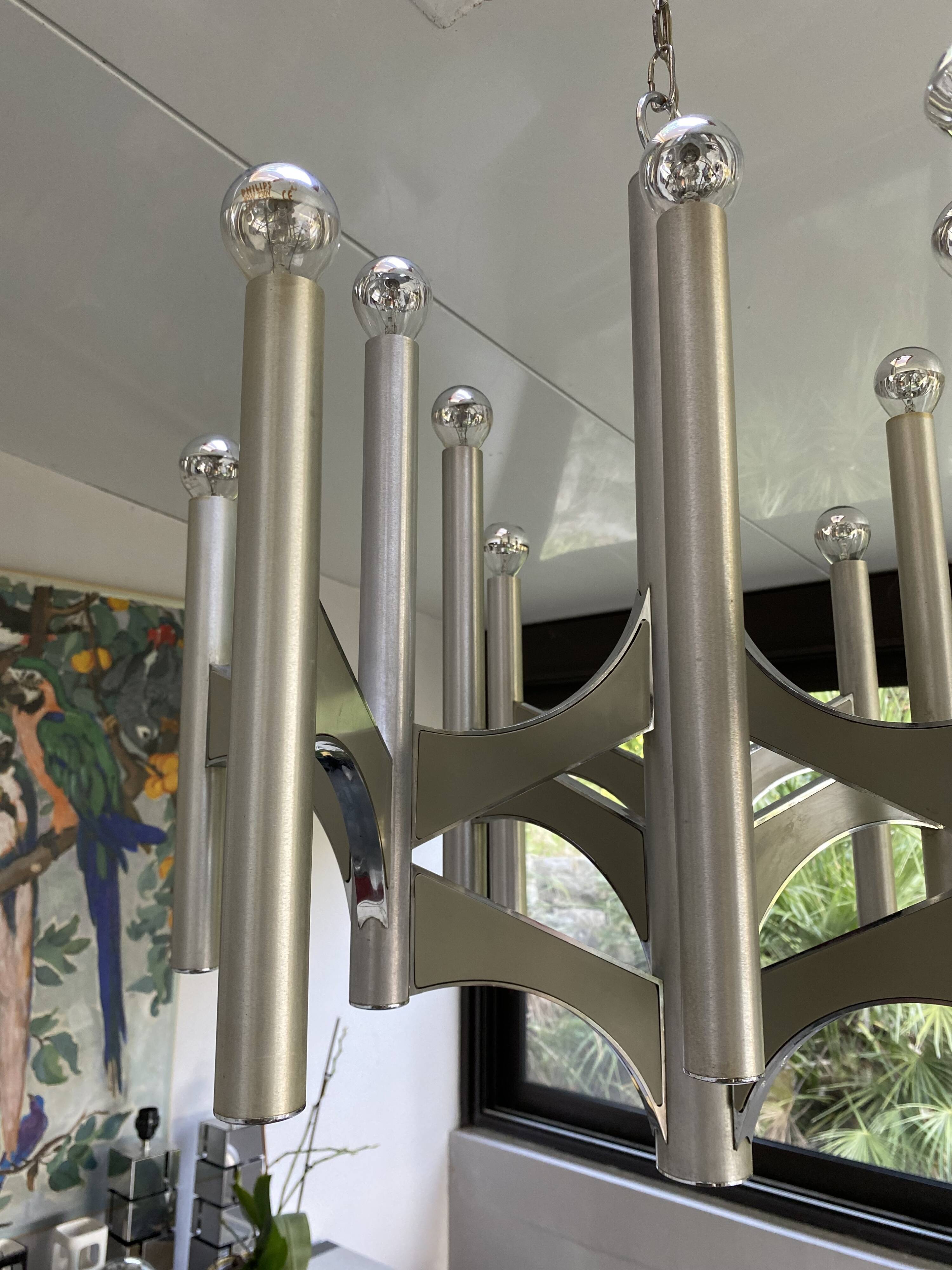 Chandelier "Concorde" 12 fires by Gaetano Sciolari, 1960.