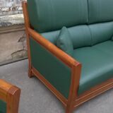 J. Leleu solid oak sofa and armchair