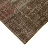 Handwoven anatolian contemporary 170 cm x 241 cm brown patchwork carpet