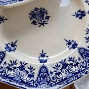 6 assiettes plates terre de fer Longchamp modèle Rouen XIXe siècle