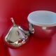 Silver metal ice bucket. Apple shape.