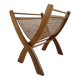 Vintage Mid-Century Wooden and Rattan Folding Magazine Rack, Czechoslovakia
