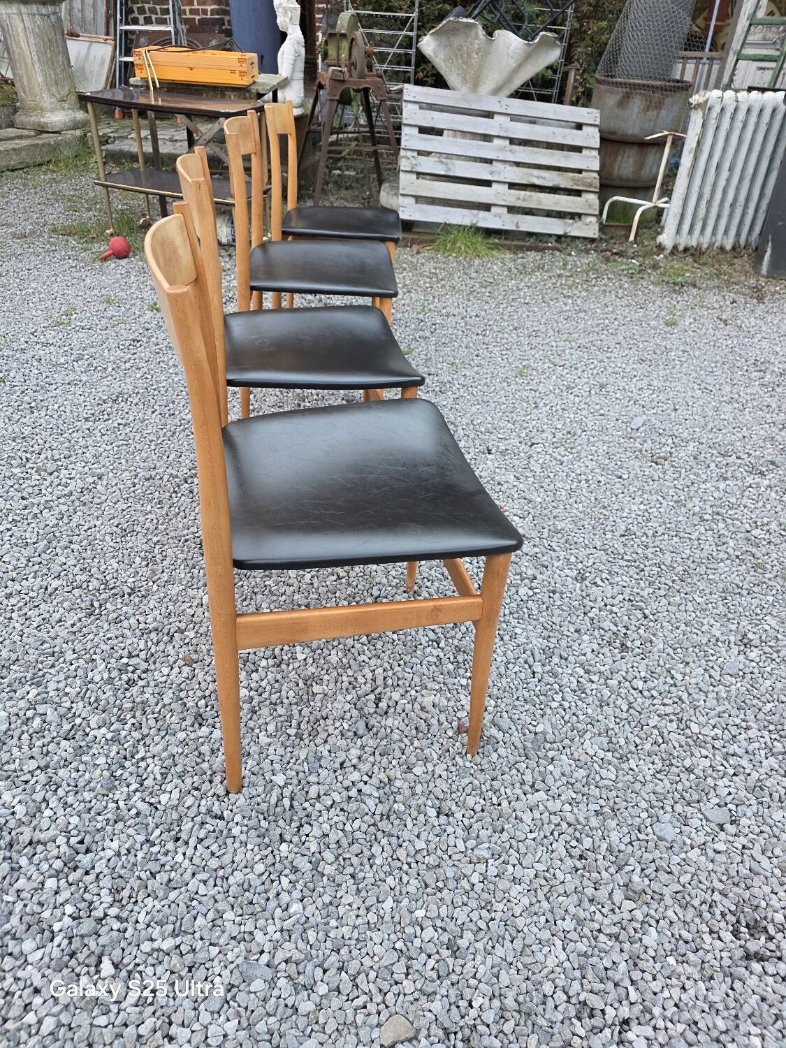 4 Scandinavian beech chairs from the 1960s.