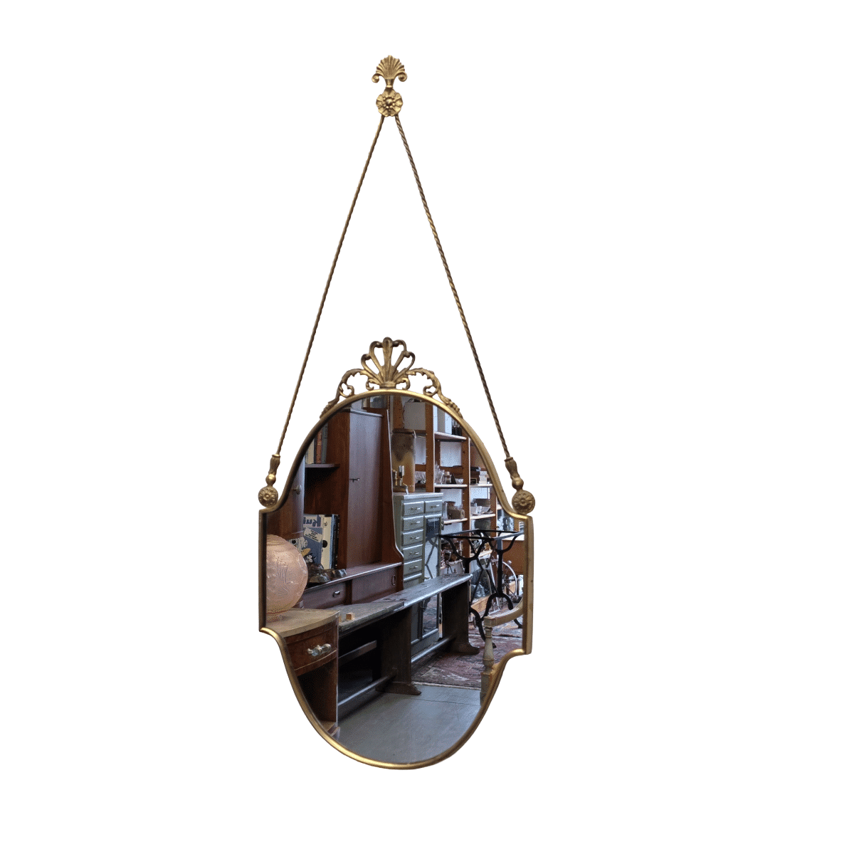 Italian Vintage Brass Mirror, 1950s