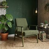 Scandinavian armchair deep olive green 1970s Boho style