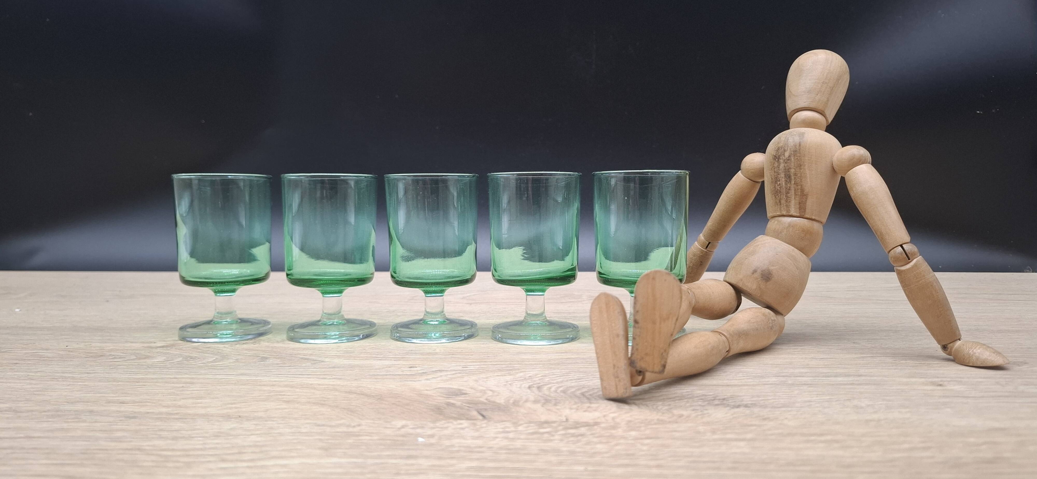 Set of 5 Emerald Green Suede Glasses