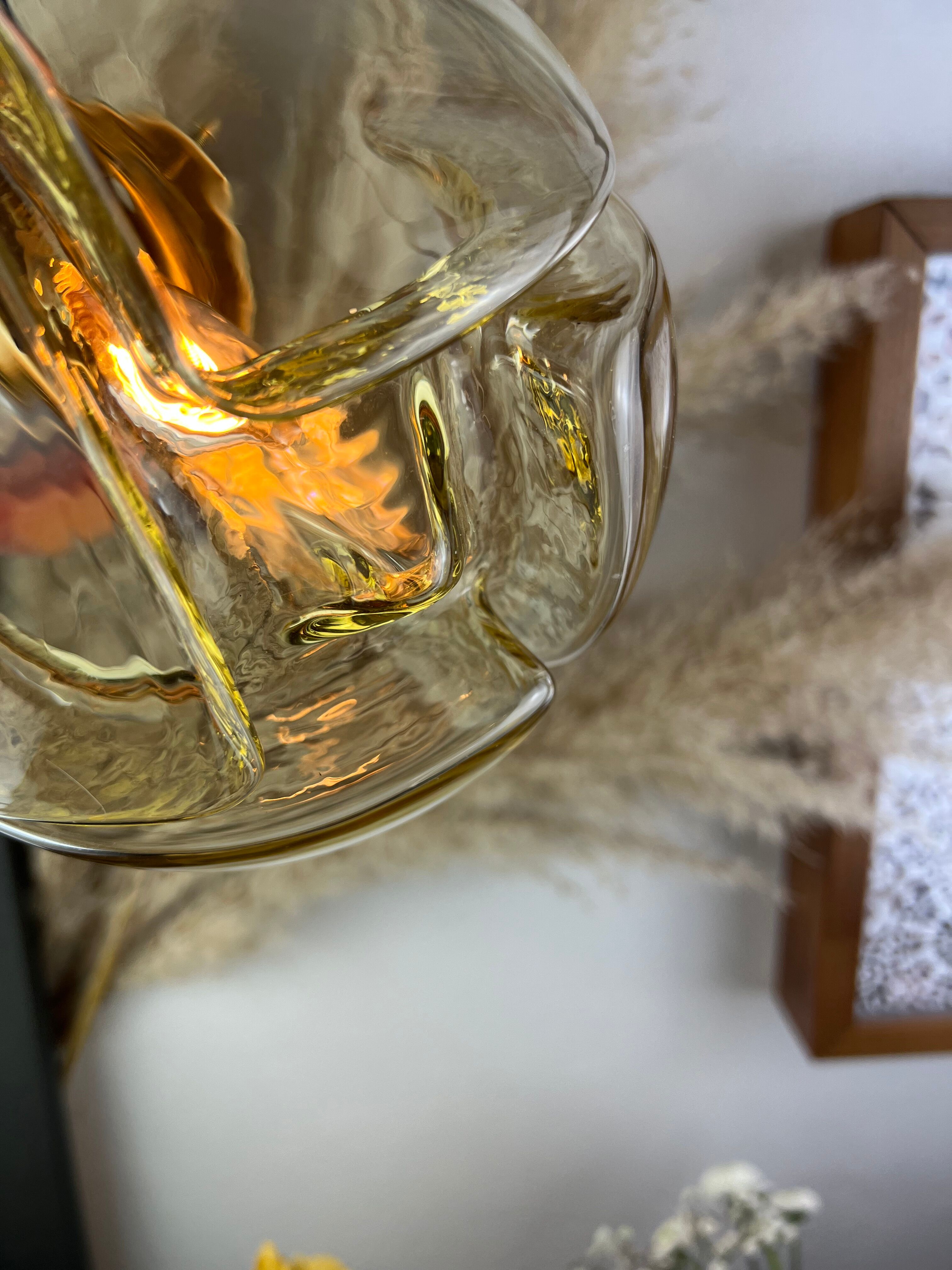 Lamp walking/suspension lamp large globe vintage molded glassware Murano smoked yellow