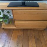 Scandinavian TV unit in solid light oak