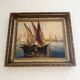 Very old painting of a Mediterranean port.