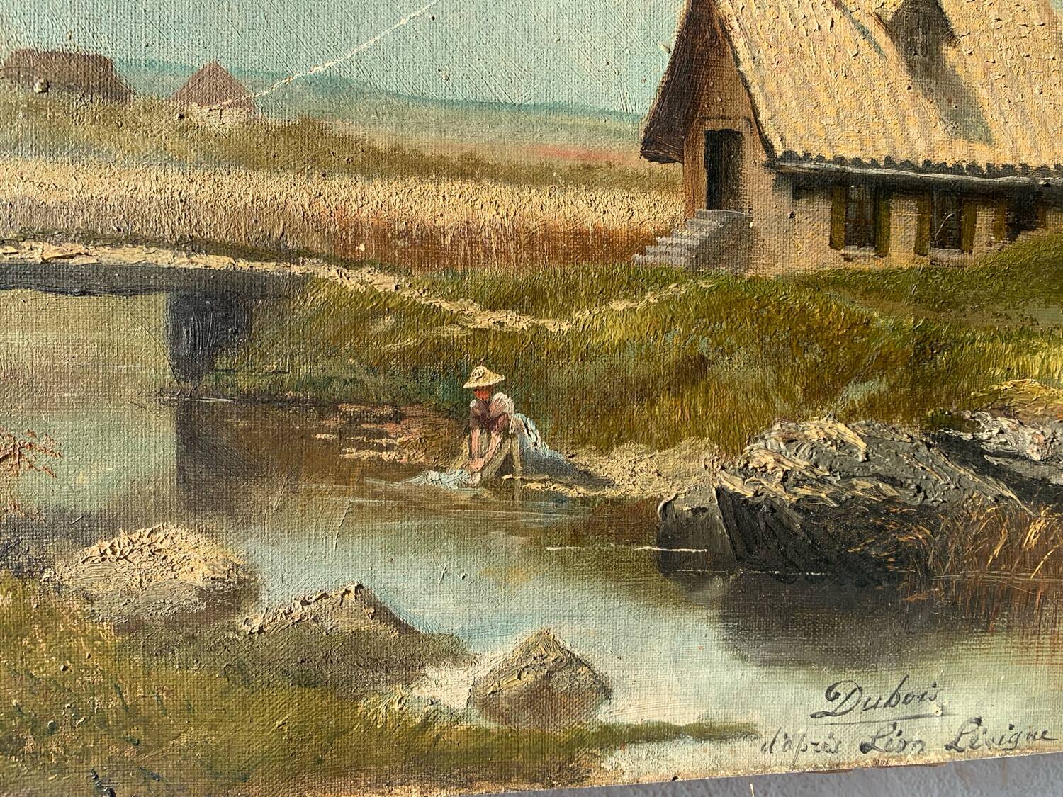 Old oil painting on canvas