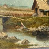 Old oil painting on canvas