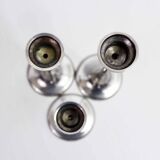 Set of 3 silver metal candle holders