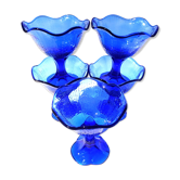 Set of 5 blue vintage ice cream cups