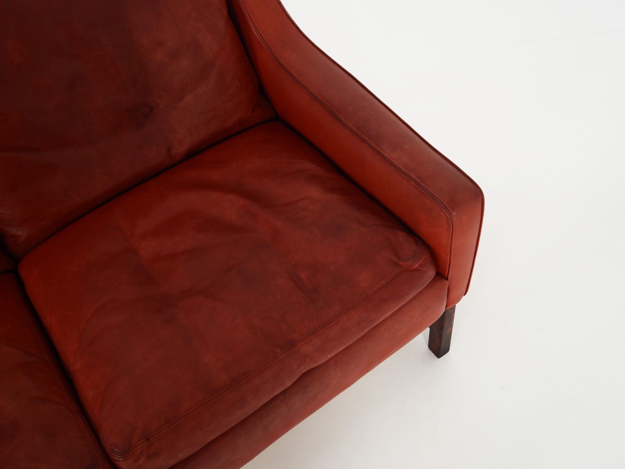Red leather sofa, Scandinavian design, 1960s, designer: Fredrik Kayser, production: Vatne Møbler