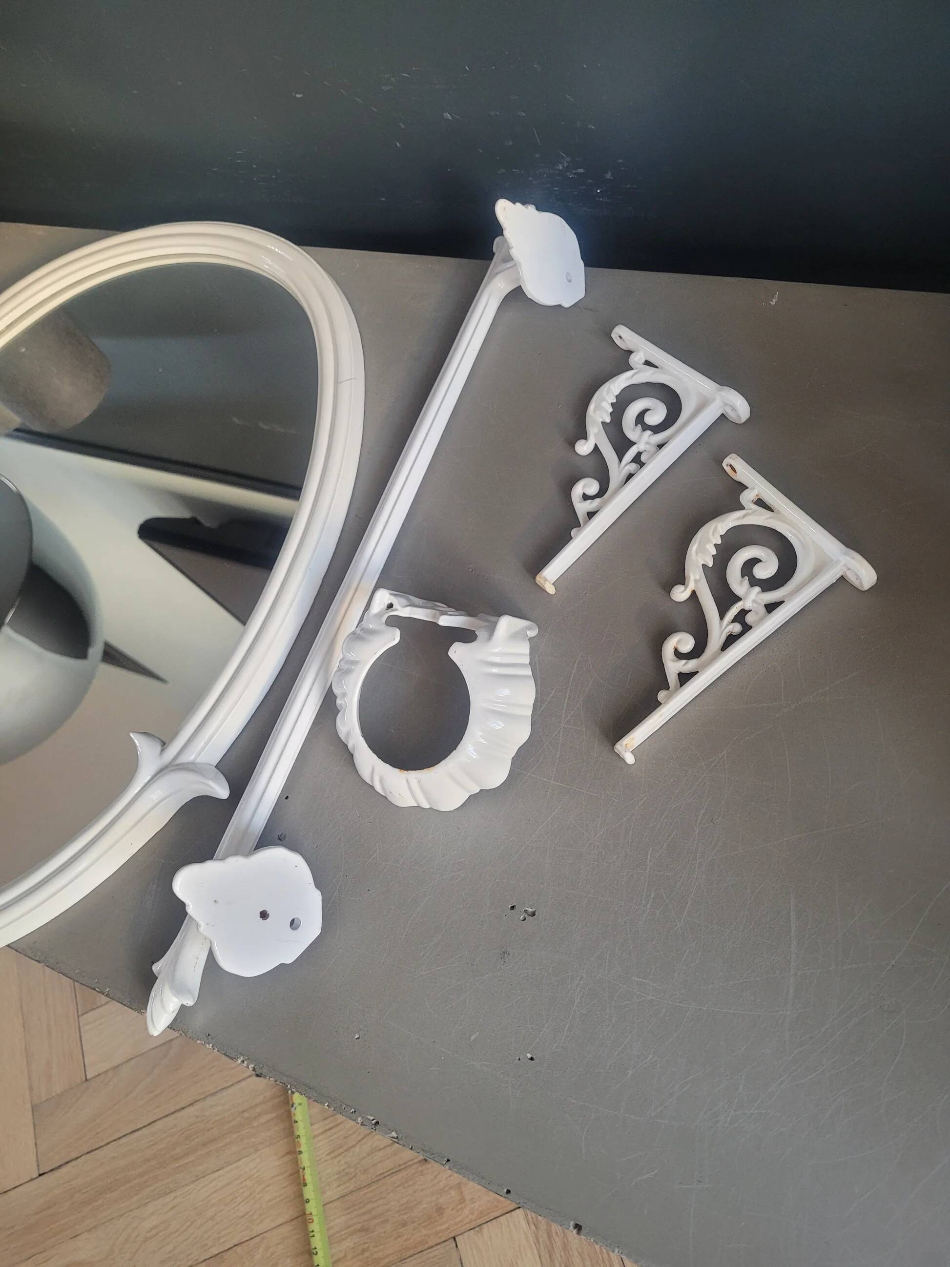 White enameled cast iron bathroom set