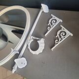 White enameled cast iron bathroom set