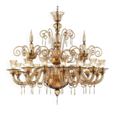 Lively Curls Murano Glass Chandelier in Dark Amber