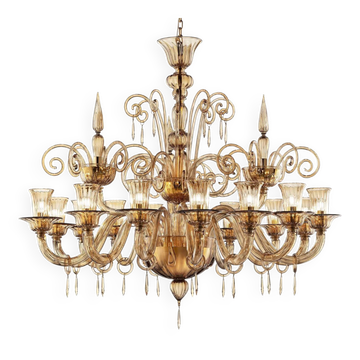 Lively Curls Murano Glass Chandelier in Dark Amber
