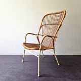 Rattan high back chair with white frame for Rohé Noordwolde, The Netherlands 1960's