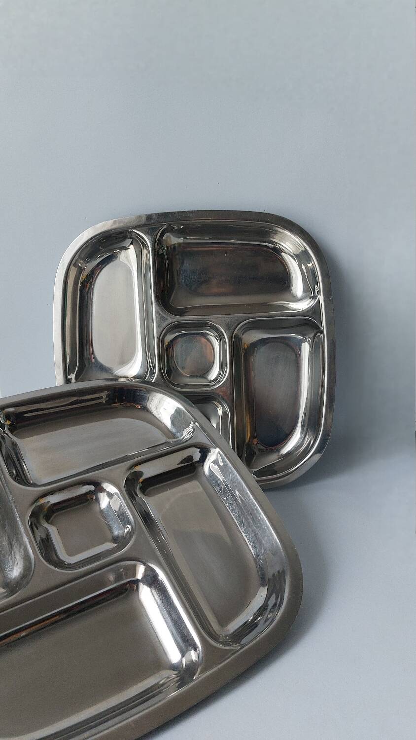Plat assiette plateau inox vintage