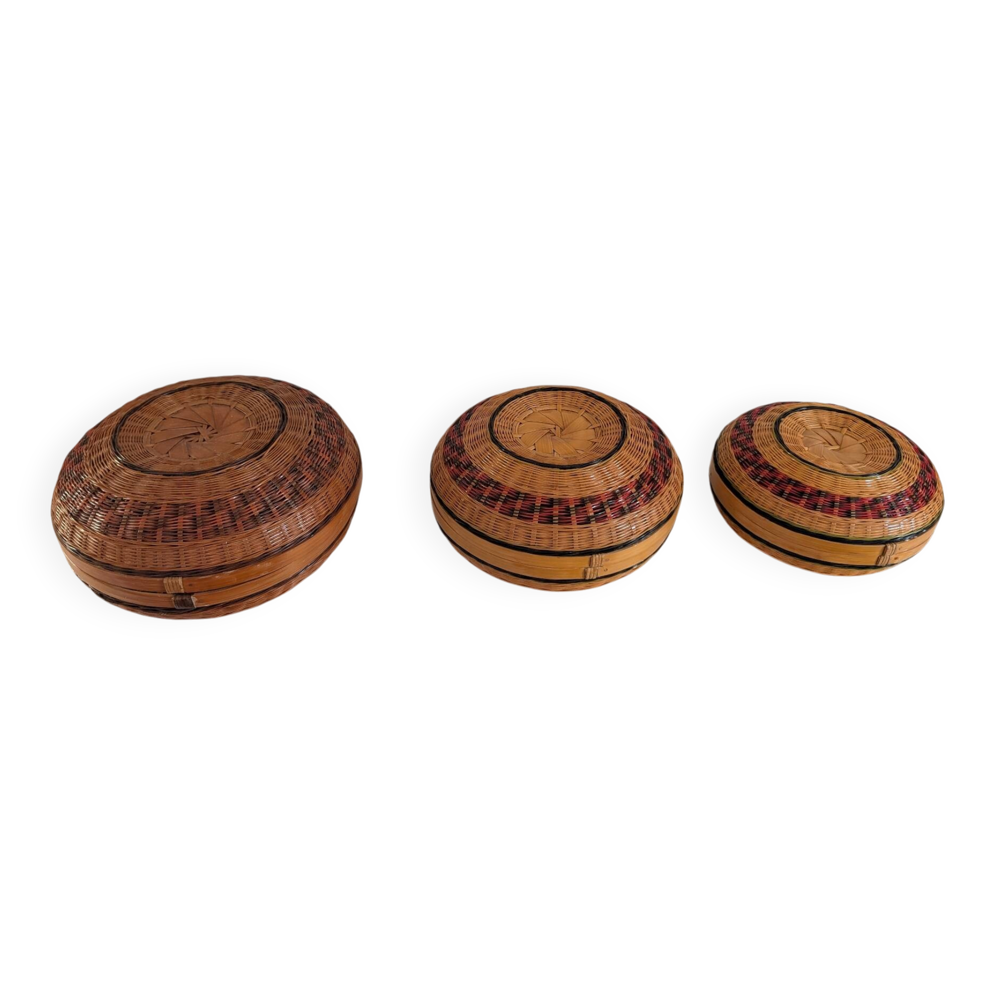 Set of three nesting bamboo boxes – China – 1980s