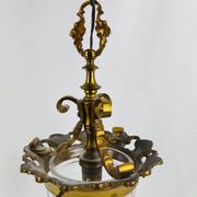Suspension lantern in gilded bronze and engraved glass, Louis XVI style.