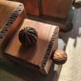 Set of 2 vintage wooden cube and olive bookends