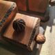 Set of 2 vintage wooden cube and olive bookends