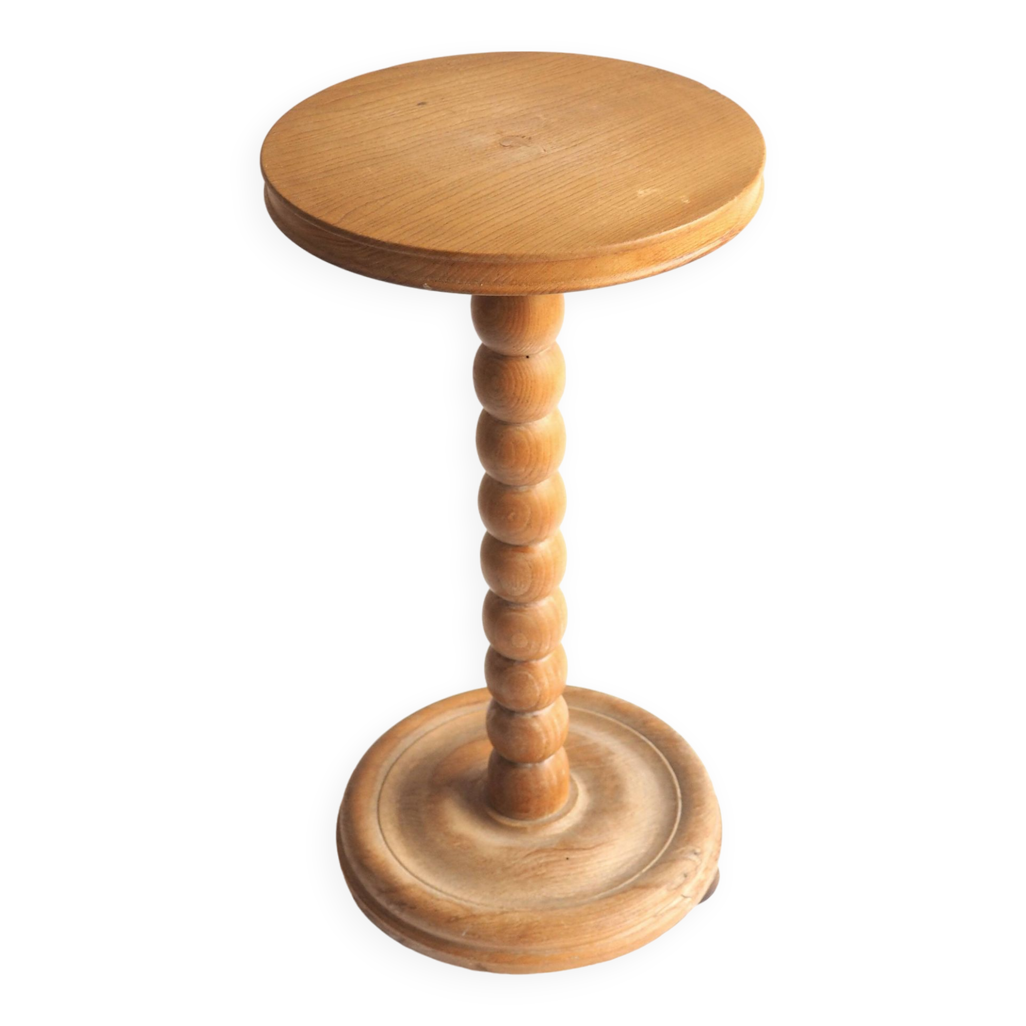 Beaded wood pedestal table