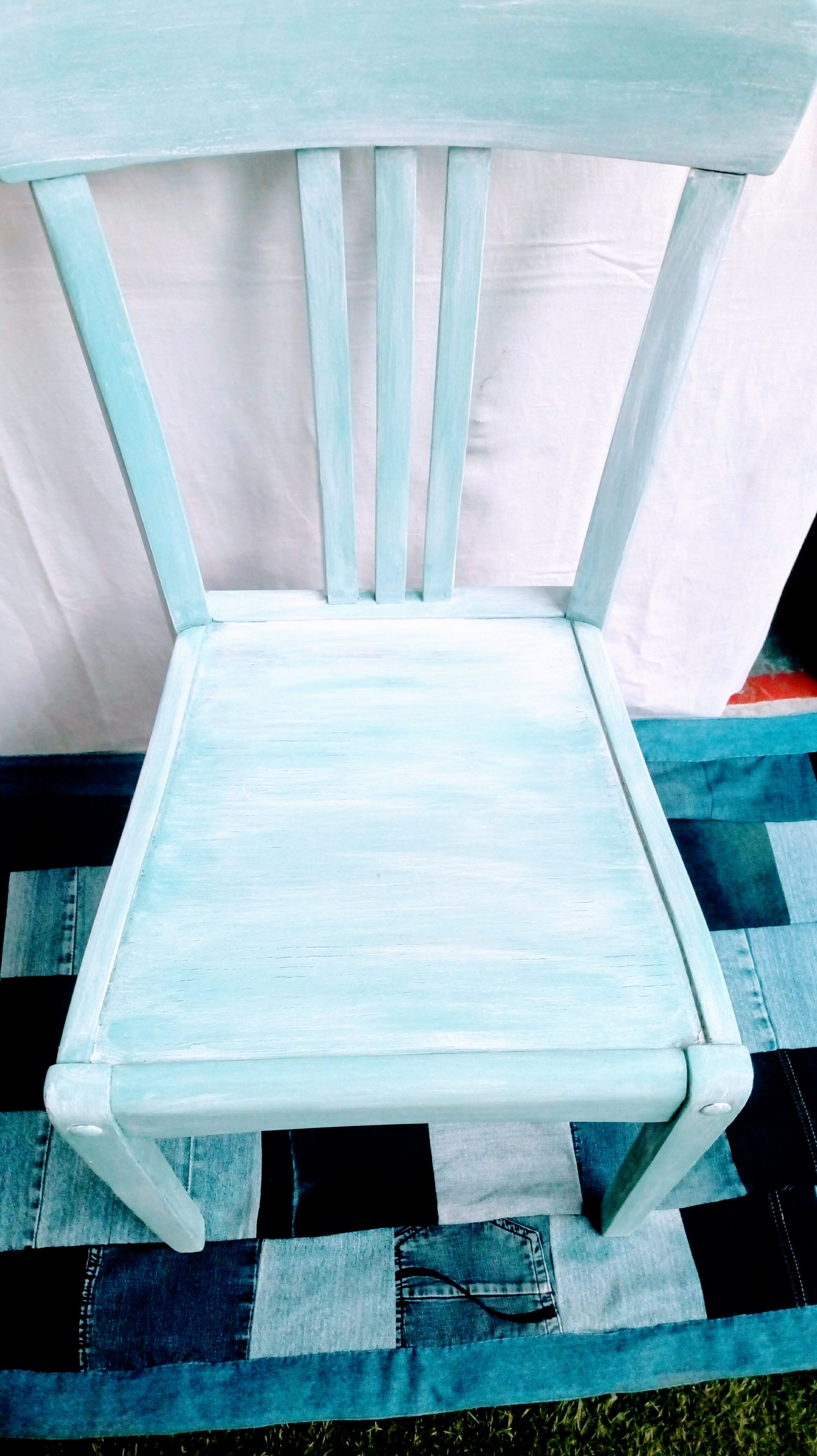 Patinated old blue bistro chair